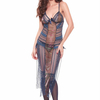 Sexy Lace See Through Deep Plunge Hollow Long Dress Sleepwear For Women