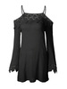 Sexy Lace Stitching Spaghetti Strap Long Sleeve Mini Dress