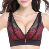 Sexy Lace-trim Deep Plunge Wireless Hollow Adjustable Gather 32C Bras