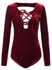 Sexy Lace Up Backless Bodycon Velvet Long Sleeve Women Short Jumpsuit