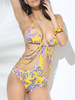 Sexy Lace Up Monokini Backless Printed Strings Monokinis Swimwear