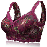 Sexy Lace V Neck Seamless Vest Bras No Rims Floral Tank Top Bra
