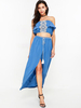 Sexy Lace Women Falbala Tops and Long Skirt Two Pieces Set