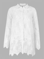 Sexy Layer Lace Transparent Loose Mini Women Shirt Dress