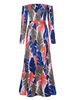 Sexy Leaves Off-shoulder Split Long Sleeve Maxi Dress For Women