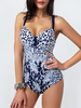 Sexy Leopard Pattern Flower Printed Wireless Hollow Out Backless Elastic Swimwear