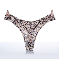Sexy Leopard Print Seamless Breathable Thongs Low Waist V-Strings For Women