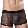 Sexy Leopard Printing Mesh Breathable Jacquard Boxer Underwear for Men