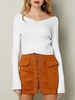 Sexy Long Horn Sleeve V-neck Women Sweater