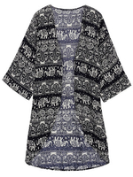 Sexy Loose Half Sleeve Printed Irregular Boho Women Cardigan