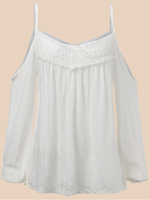 Sexy Loose Lace Crochet Strap Off Shoulder Women Chiffon Blouse