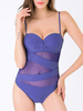Sexy Mesh Bandage Cut Out Wave Point Backless Bowknot One Pieces Swimwear
