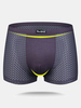 Sexy Mesh Ice Silk Super Breathable Thin Mid Rise U Convex Boxers for Men
