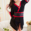 Sexy Mesh See-through Pure Color Back Bow Kimono Robe For Women