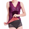 Sexy Mesh Thicken Velvet V Neck Bottoming Vest Keep Warm Shaping Vest For Women