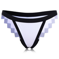 Sexy Mosaic Printing Cotton Elastic Mid Waist Breathable Thongs For Women
