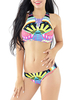 Sexy Multicolor Printing Quick Dry Wireless Low Rise Bikini Swimwear