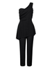 Sexy Oblique Collar Solid Sleeveless Women jumpsuit