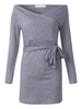 Sexy Off-shoulder Cross Wrap Long Sleeve Women Mini Dress