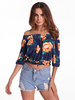 Sexy Off-shoulder Floral Print 3/4 Sleeve Blouse For Women