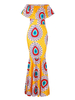 Sexy Off-shoulder Flouncing Fishtail Short Sleeve Maxi Dress For Women