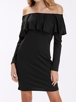 Sexy Off-shoulder Flouncing Long Sleeve Women Mini Dress