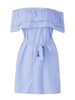 Sexy Off-shoulder Flouncing Stripe Tie Short Sleeve Mini Dress For Women
