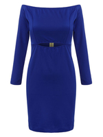 Sexy Off Shoulder Hollow Back Zipper Long Sleeve Bodycon Dress