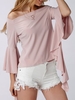 Sexy Off-shoulder Irregular Long Horn Sleeve Women Blouse