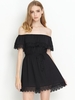 Sexy Off-shoulder Lace Patchwork Short Sleeve Mini Dress For Women