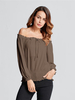 Sexy Off Shoulder Lace-Up Stretch Waist Solid Color Blouse For Women
