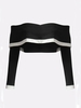 Sexy Off-shoulder Layered Long Sleeve Women Crop Top