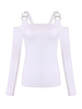 Sexy Off Shoulder Long Sleeve Pure Color Slim Blouse