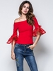 Sexy Off-shoulder Organza Patchwork 3/4 Sleeve T-shirt For Women