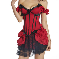Sexy Off Shoulder Satin Overbust Corsets Push Up Underwire Bustiers For Women