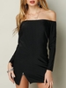 Sexy Off-shoulder Side Split Long Sleeves Women Mini Dress