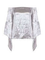Sexy Off-shoulder Solid Color Long Horn Sleeve Women Blouse