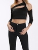 Sexy One Shoulder Hollow 3/4 Sleeve Women Crop Tops