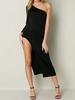 Sexy One Shoulder Slited Hem Women Evening Dress