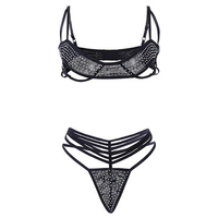 Sexy Open Cup Tempting Hollow Out Bandage Bra Set For Women