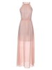 Sexy Party Pleated Halter Sleeveless Maxi Chiffon Women Dress
