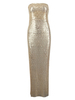 Sexy Party Sequins Strapless Slit Maxi Pencil Women Dress