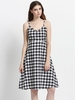 Sexy Plaid Backless Spaghetti Strap V-neck Dress For Women