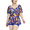 Sexy Plus Size Printing Short Sleeve Swimsuit Two Pieces Swimwear For Women