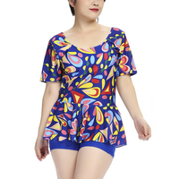 Sexy Plus Size Printing Short Sleeve Swimsuit Two Pieces Swimwear For Women