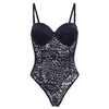 Sexy Plus Size Push Up Embroidered Underwire Hollow Out LaceTeddies For Women