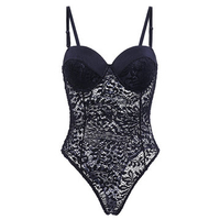 Sexy Plus Size Push Up Embroidered Underwire Hollow Out LaceTeddies For Women