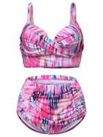 Sexy Plus Size Restore Printing High Waisted Hollow Out Tankinis