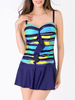 Sexy Plus Size Stripe Printed Adjustable Swimming Dress