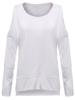 Sexy Plus Size Women Solid Split Off Shoulder Irregular T-shirt